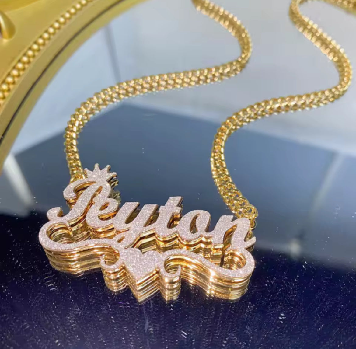 3D Custom Glittered Name Necklace