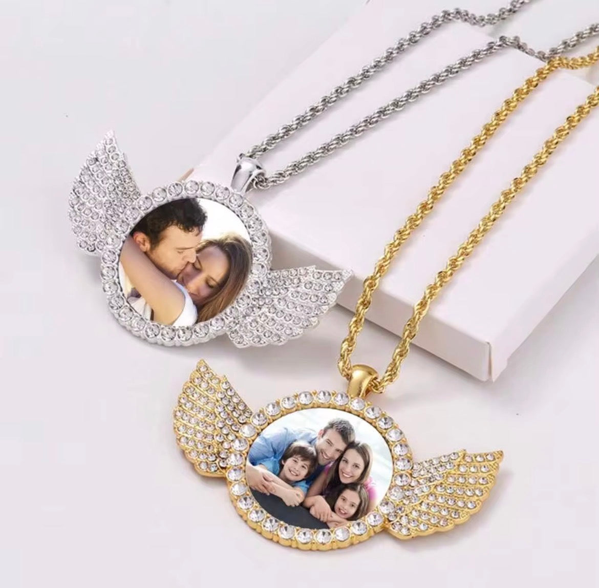 Custom photo Pendant with Wings