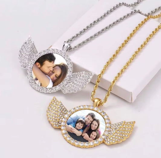 Custom photo Pendant with Wings