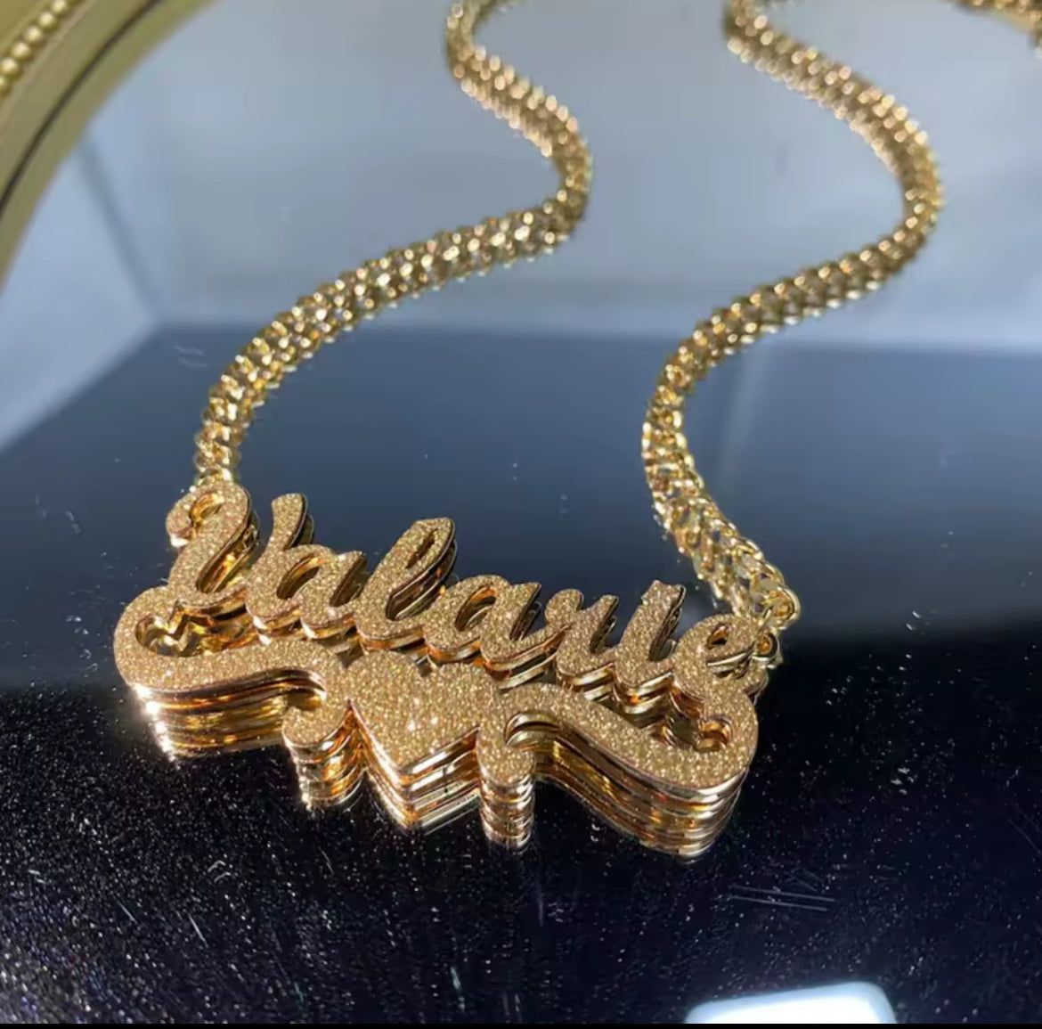 3D Custom Glittered Name Necklace