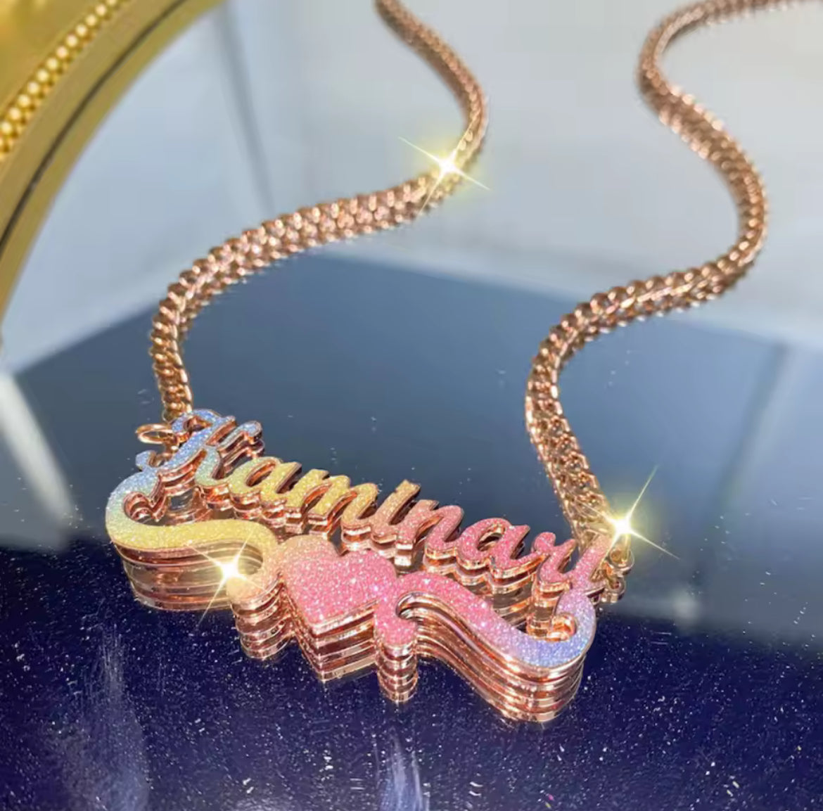 3D Custom Glittered Name Necklace