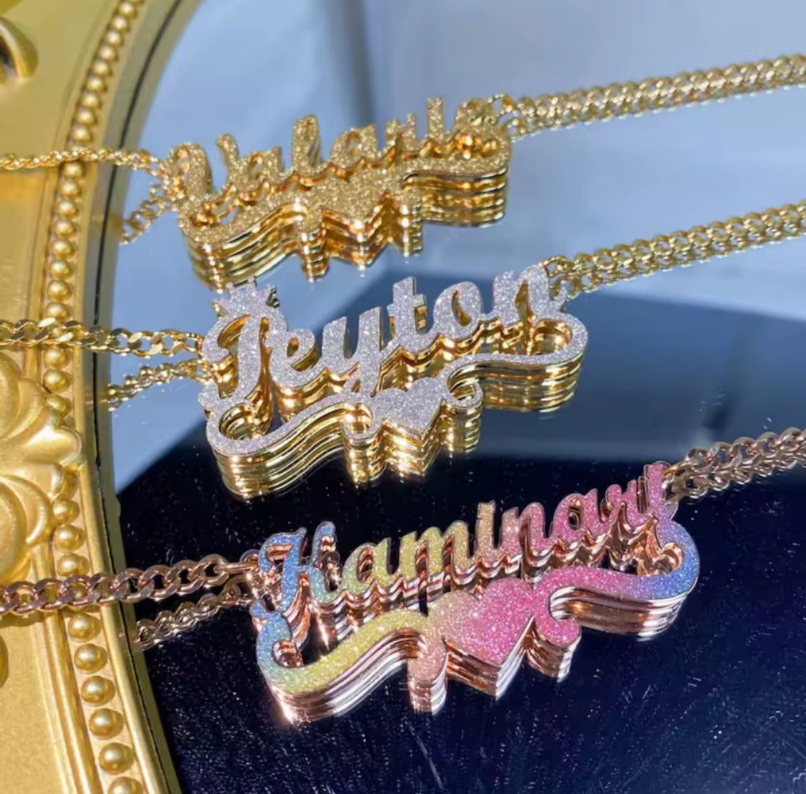 3D Custom Glittered Name Necklace