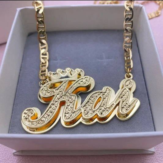 Custom 3D Name Necklace with Crown