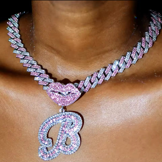 Pink Custom Bratz initial Necklace