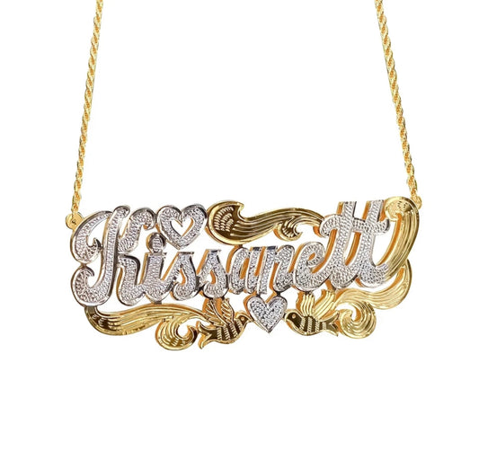 Custom Name Necklace 18K Gold Two Tone Gold Personalized  Jewelry